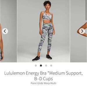 Lululemon set NWT Base pace leggings/energy bra both size 2 limited style